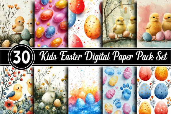 Download Kids Easter Digital Paper Pack - Kids easter Collection