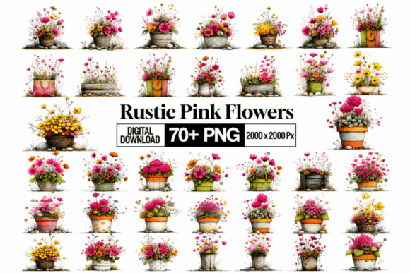 Download Rustic Pink Whimsical Floral Clipart - Whimsical floral clipart Collection